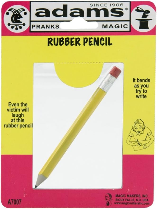 Adams Pranks and Magic - Rubber Pencil - 2 Pack Classic Novelty Prank Toy