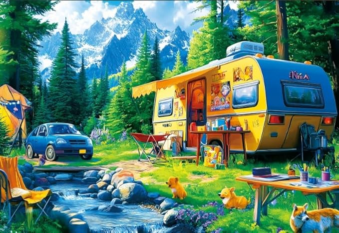 1000 Piece Puzzles for Adults, Autumn Landscape Jigsaw Puzzle, Villa and Dog Jigsaw Puzzles 1000 Pieces, Challenging Game Home Decor Birthday Party Gift Toy for Adults Kids Seniors