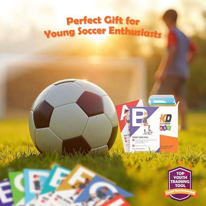 KickDeck ABC Soccer Cards for Kids 4+ | Fun Alphabet Soccer Drills for Footwork, Ball Control & Coordination | Screen-Free Practice at Home & Outdoors