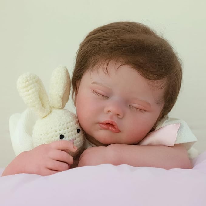 SCOM Lifelike Reborn Baby Dolls Quinbee - 20-Inch Realistic Reborn Doll Girl Soft Body Eyes Closed Newborn Real Life Baby Doll That Look Real for Kids Age 3+
