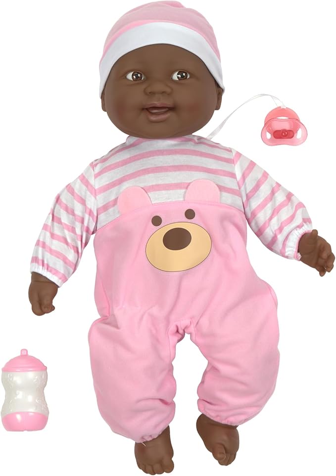 JC Toys ‘Lots to Cuddle Babies’ African American 20-Inch Purple Soft Body Baby Doll and Accessories Designed by Berenguer