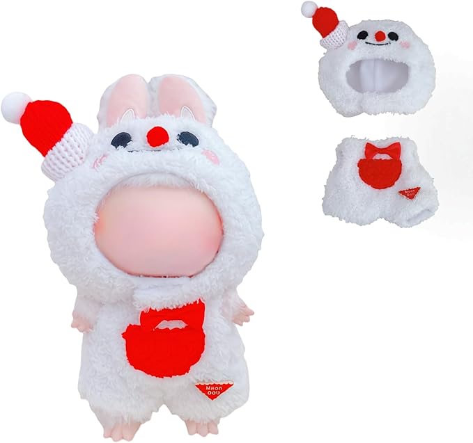 Christmas Clothes for Lu bubu 17cm Dolls(No Doll) Accessories,, Stylish Kawaii Festive Christmas Snowman Outfit Set 2 Pieces Suitable for 17cm Doll , Xmas Doll Clothing Set Replacement White