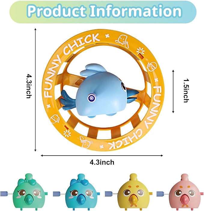 umbresen Wind Up Toys Set Funny Chick with Removable Circle, Easter Basket Stuffers Crawling Baby Toys Novelty Fidget Sensory Table Floor Games Birthday Party Gifts for 1 2 3 Year Old Toddler Kids