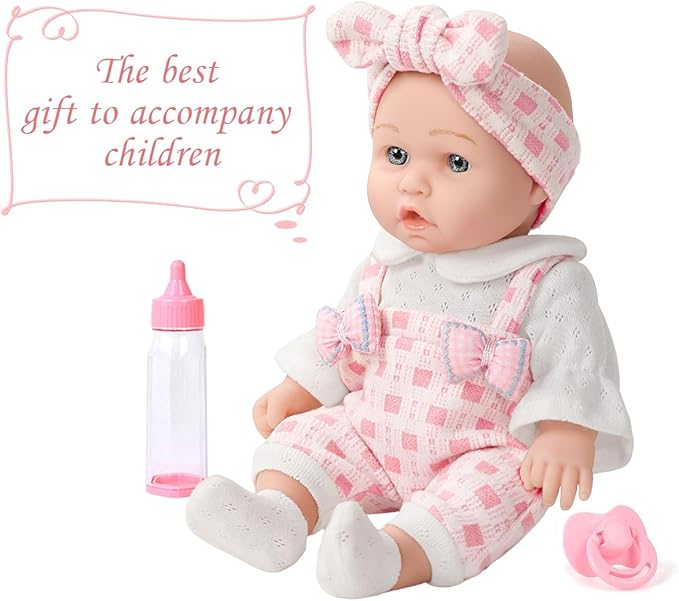 12" Girl Baby Doll Playset with Accessories and Clothes in Gift Box for Little Girls,12 Inch Small Realistic Baby Dolls Pacifier Bottle Pretend Baby Care Toy Set for Child Toddler 3+ Gift Collection