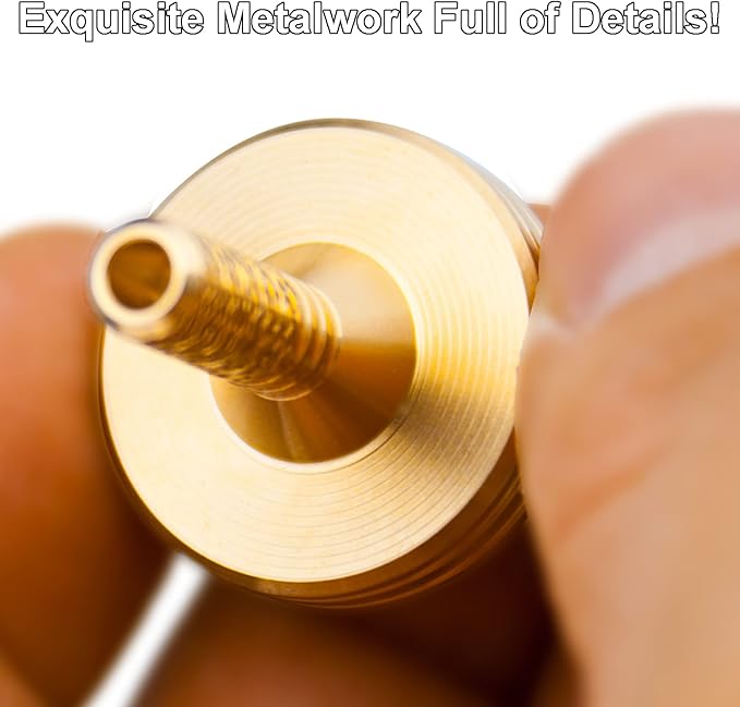 DjuiinoStar Premium Brass Spinning Top: Deeply Engraved Long Grip, Long Spin Time, Settles Down Quickly, Exquisite Metalwork Full of Details, Kinetic Office Desktop Fidget Toy DST-827