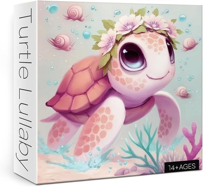 Sea Turtle Puzzle Flower for Adult 1000 Pieces, Ocean Animal Art Puzzles Nature, Cute Underwater Wave Spirit Puzzle as Home Decor