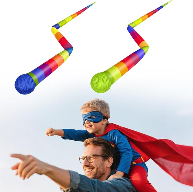 2 Pcs Throw and Catch Balls with Rainbow Tails, Outdoor Toys Bulk Playground Balls for Kids Adults, Physical Equipment Indoor Recess Games for Preschool, Camping Toys, 37"
