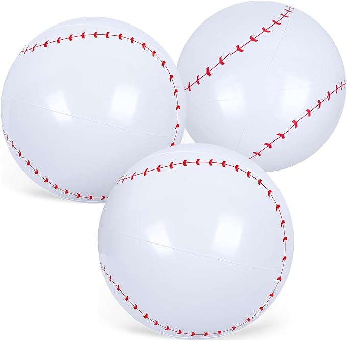 LovesTown 3Pack Inflatable Baseball, 12Inch Beach Balls for Party Favors Summer Swimming Pool Game
