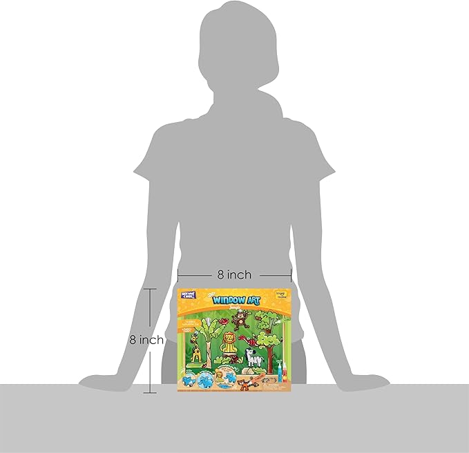 Imagimake Window Art Jungle | 16-Piece Glass Paint & Suncatcher Kit | Craft & Discover Animals | 5 Year Old Boy Gifts | Birthday Gifts for Boys & Girls Ages 5,6,7,8,9,10,11,12 | Easter Gifts for Kids