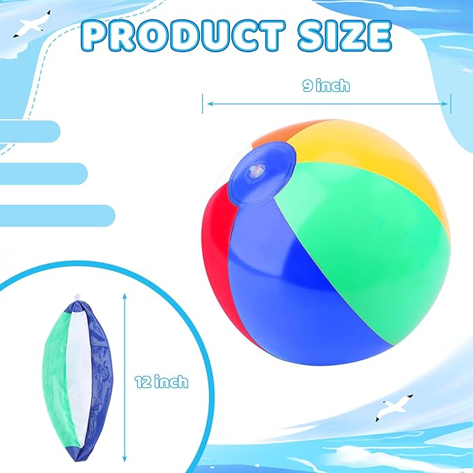 Coopay 30/60/120 Pack Inflatable Beach Balls Classic Rainbow Swimming Pool Ball Birthday Beach Party Decoration Summer Water Games Gifts 8 to 12 Inches from Inflated to Deflated