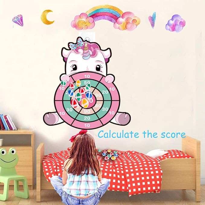 HONGID Unicorn Toys for 3-12 Year Old Girls,25”Large Dart Board Kids Toys for 6-12 Year Old Girls Teens Party Outdoor Games,Christmas Birthday Gifts for Girls Age 3-12, Pink (KL-2022)