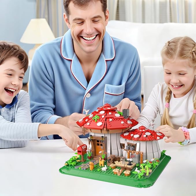 Mushroom House Building Blocks Set - Unique Design Creative Building Toy for Adults and Teens Mini Brick 1621pcs