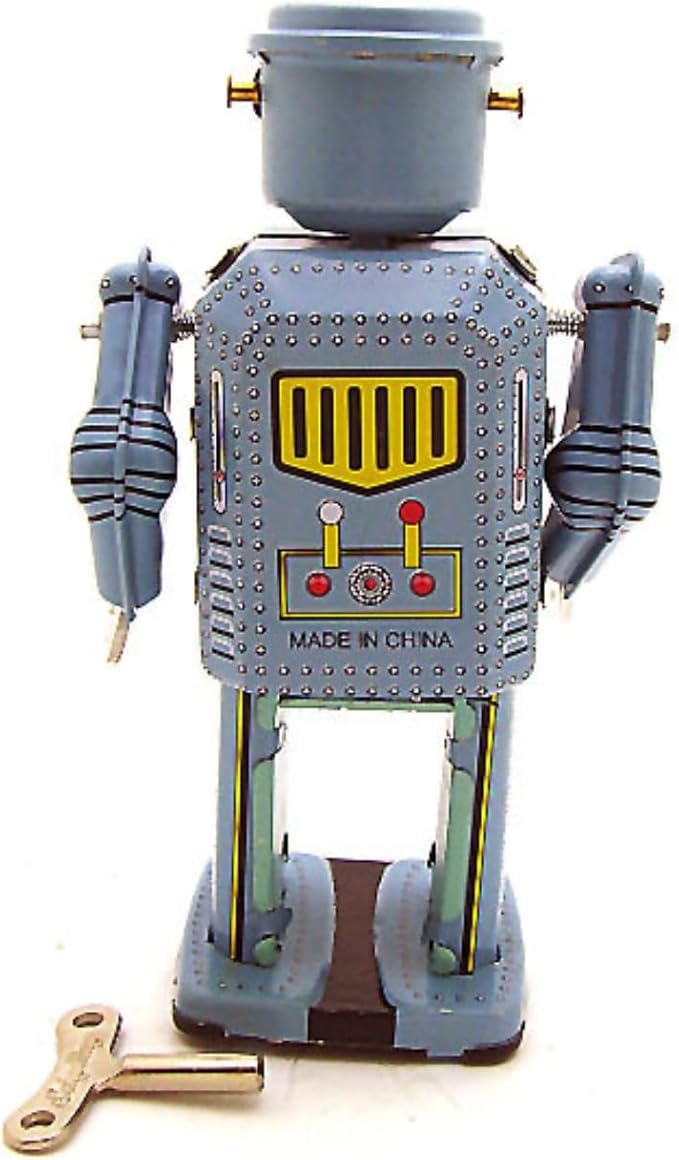 Charmgle Big Eyed Robot Tin Toy Wind-up Walking Robot Adult Collection Retro Toy Party Favor Home Decoration MS416
