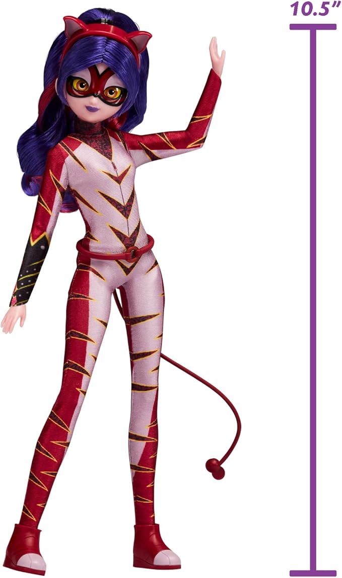 Miraculous Ladybug and Cat Noir Toys Fashion Doll | Articulated 26cm Doll with Accessories Kwami | Purple Tigress Figurine | Bandai Dolls