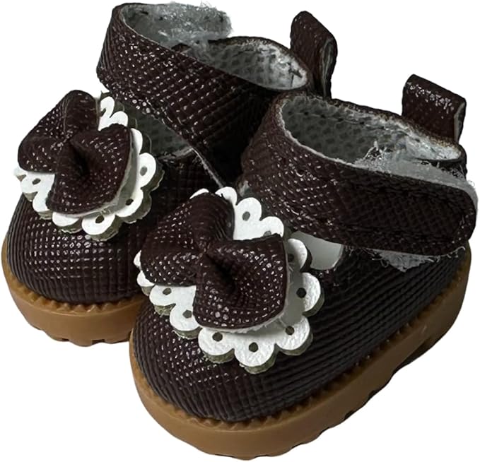 Premium Doll Shoes for Lububu, 15cm 17cm Dolls Accessories, Mini Leather Shoes Fashion Dress Up Doll Shoes Replacement (1, Mary Jane - Brown)