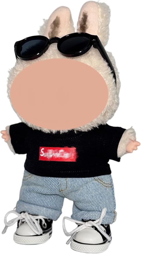 4-Piece Casual & Trendy Sets for 17cm (6.7 in) Dolls (No Doll) – Tops, Bottoms, Canvas Shoes & Sunglasses (Multiple Styles) (Black)