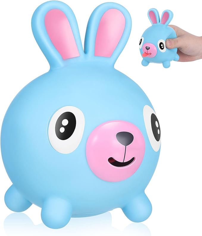 TOYANDONA Squeeze Toy for Kids - Rabbit Tongue Stick Out Animal Tongue Out Toy Squeeze Ball for Stress Relief Fun Kids Adults Birthday Party Favors Easter Basket Goodie Bag Stocking Stuffers, Blue