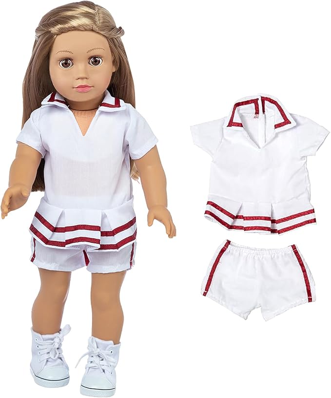 XFEYUE 22 Pcs American 18 inch Doll Clothes Gifts and Accessories, Fit 18 inch Doll - Including 10 Sets of Various Styles Doll Clothes, Hair Clips and Sunglasses Handbags