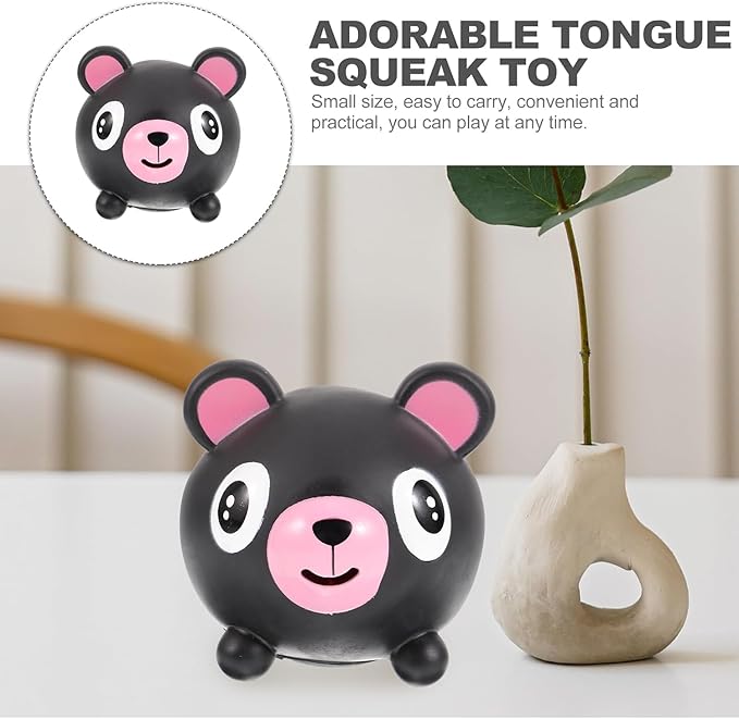 TOYANDONA Squeeze Toy for Kids - Bear Tongue Stick Out Animal Tongue Out Toy Squeeze Ball for Stress Relief Fun Kids Adults Birthday Party Favors Easter Basket Goodie Bag Stocking Stuffers, Black