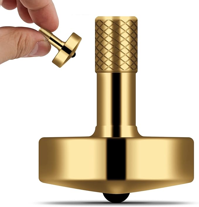 DjuiinoStar Premium Brass Spinning Top: 5-11 Minutes, Lengthened Stem, Easy to Twirl, CNC Machined, Great Time Killer, EDC Fidget Toy DST-805