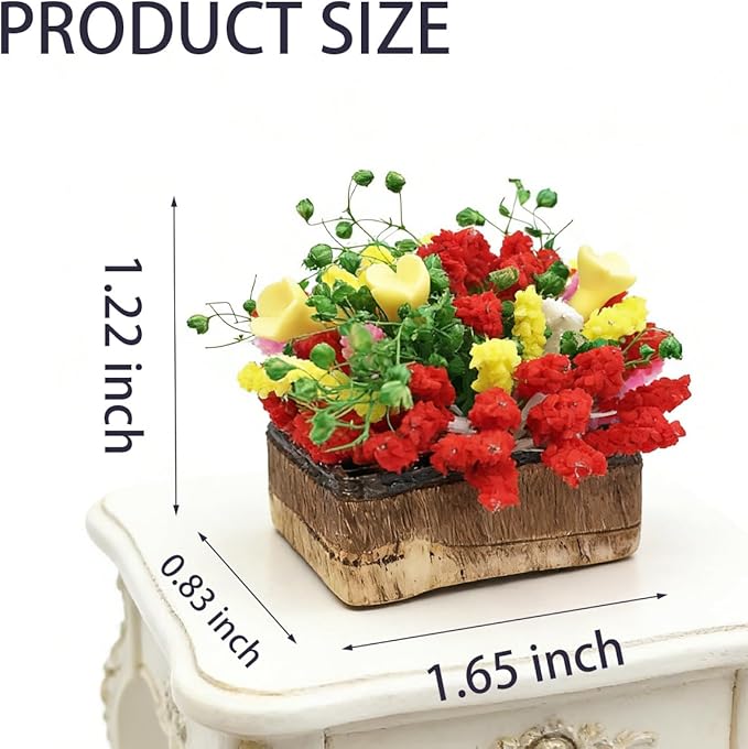 1:12 Miniature Flower Pots, Dollhouse Greenery Decorations, Tiny Artificial Bonsai Models - Realistic Faux Plants for Mini - House Gardens, Home & Office Decor (MiniFlowerPot)