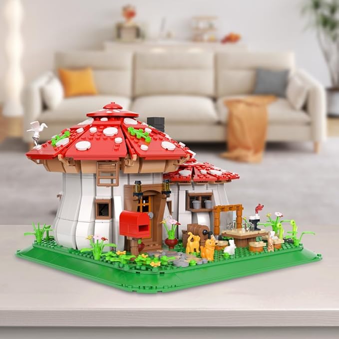 Mushroom House Building Blocks Set - Unique Design Creative Building Toy for Adults and Teens Mini Brick 1621pcs