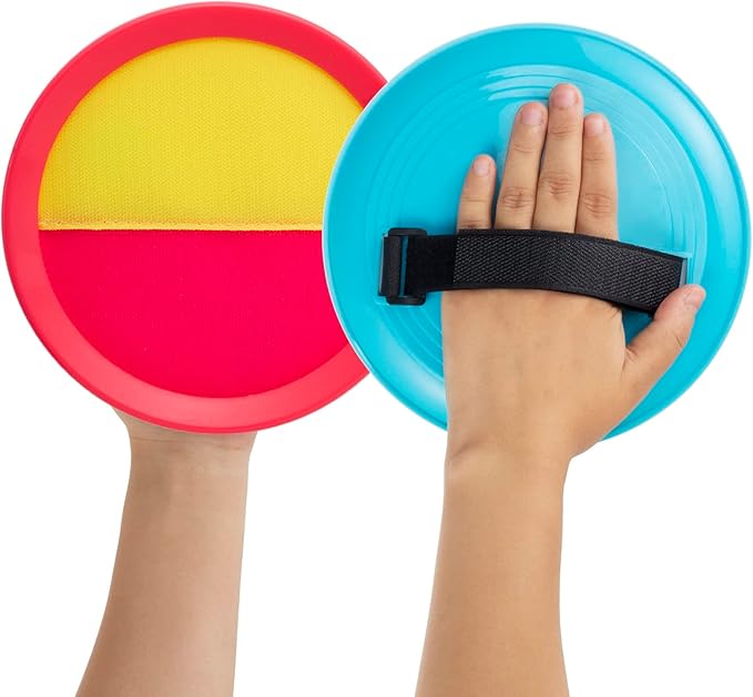 Beach Games, Outdoor Toys for Kids Ages 4-8, Toss and Catch Ball Set, with 4 Paddles 3 Balls, and 1 Storage Bag, Beach Toys Easter Gifts for Kids