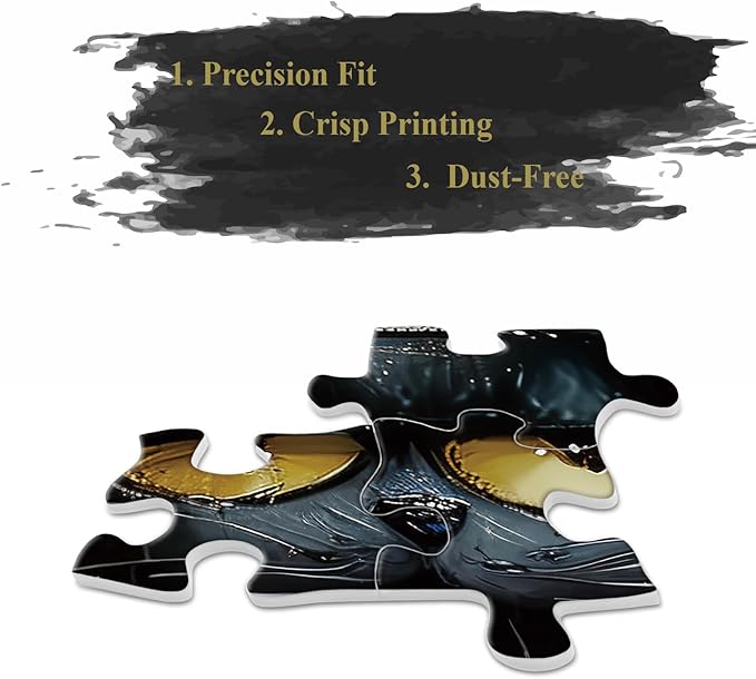 Black Cat Wine Puzzle for Adults 1000 Piece, Vintage Funny Kitten Jigsaw Puzzle Animal, Abstract Art Difficult Challenging Puzzle