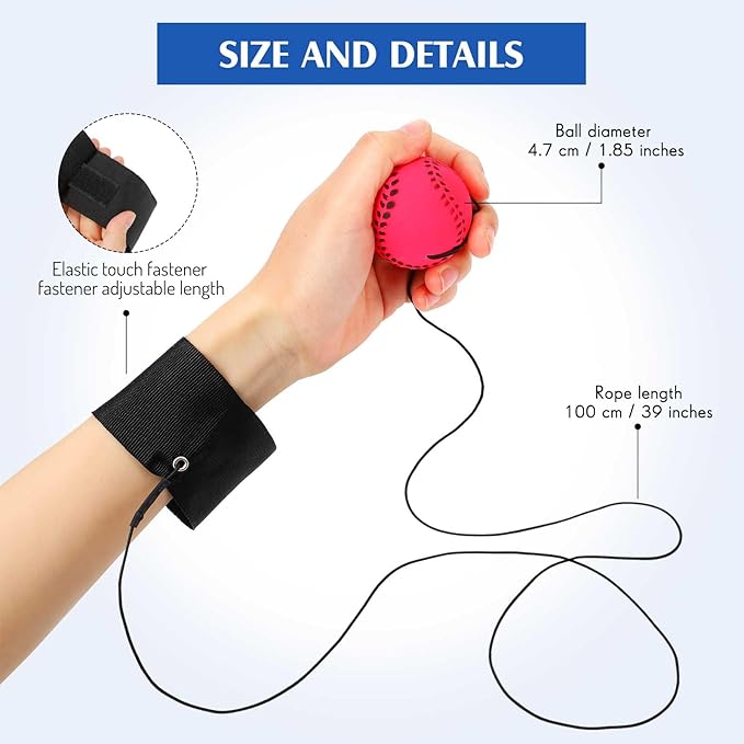 Skylety Wrist Return Ball on a String 1.85'' Rebound Sport Ball with Elastic Strap and String, Basketball Baseball Soccer Tennis Wristband Toy for Teens Adults Gifts, Wrist Exercise or Play
