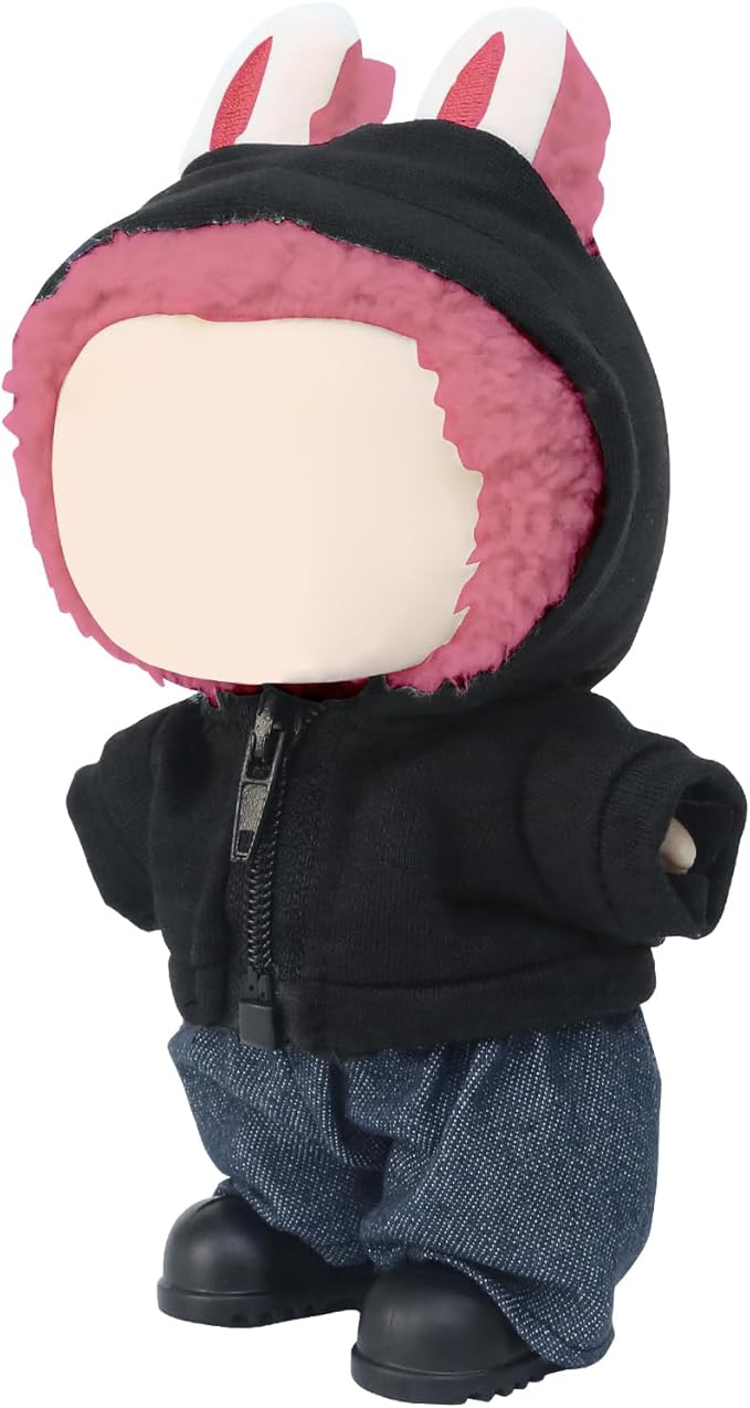 17cm Doll Clothes Sets(No Doll) Black Hoodie Outfits Handcrafted Designer Clothes Including Hoodie Trousers and Shoes