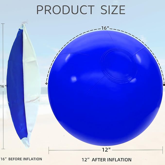 6 Pack Beach Balls, Large Inflatable Beach Balls Bulk, for Parties, Beach, Pools & Play