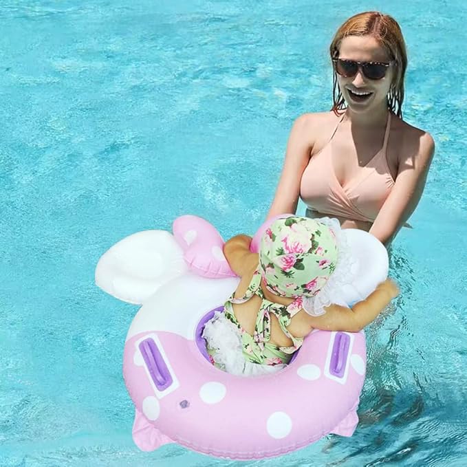 New Baby Swimming Pool Floats for Toddler Kids 8-48 Months Under 44lb, Inflatable Swim Ring Water Raft with Seat for Summer Beach Outdoor Children Infant Bath Toys