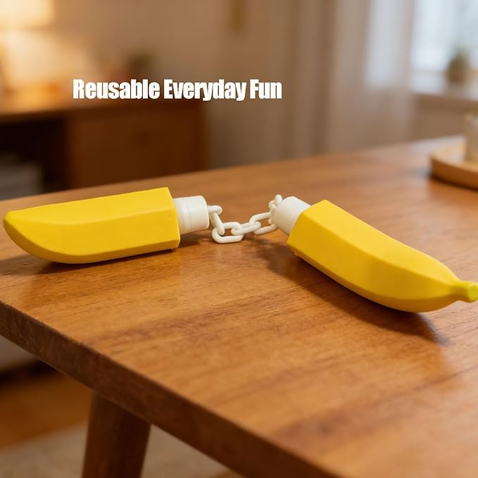 The Nanachaku, Banana Nunchucks, Novelty Toys & Amusements，3D Printable Banana Nunchaku Toys, Transforming Banana with Flexible Chain Link, Durable Reusable Novelty Desk Decor Gift (Yellow, 2pcs)
