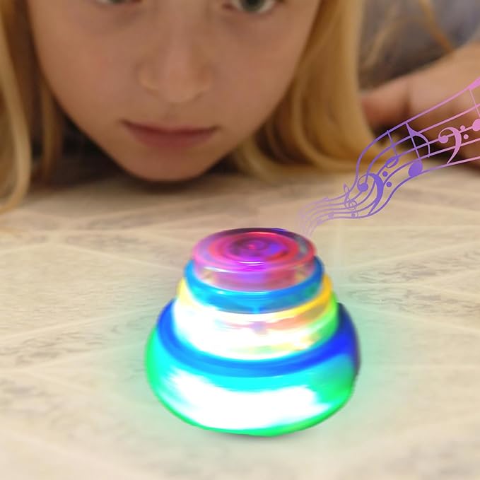 Light up Spin Top Toys, Funny Flashing Music Gyroscope Spinner Toy, Light up Spin Tops Toy for Kids Adults, Novelty LED Shining Music Gyro Spinner Toys, for Boys & Girls (Random Color)