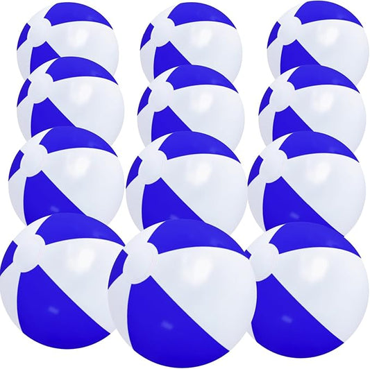 12" Beach Balls Bulk 12 Pack Inflatable Pool Ball for Kids Summer Water Games Party Supplies