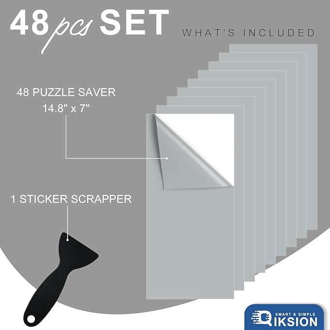 48 Puzzle Saver Sheets, Peel & Stick, Preserve 8 x 1000 Pieces Jigsaw Puzzles