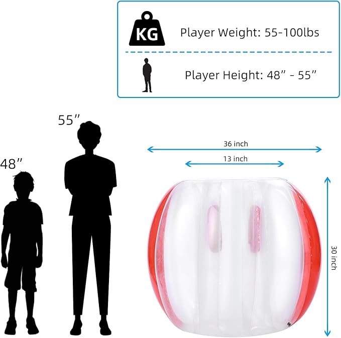 Theefun Bumper Balls, 2 Pack 36inch Inflatable Sumo Ball Bopper Toys for Kids 50-100lb, Physical Outdoor Active Play, Giant Human Hamster Knocker Body Zorb Ball, Body Bubble Soccer Ball