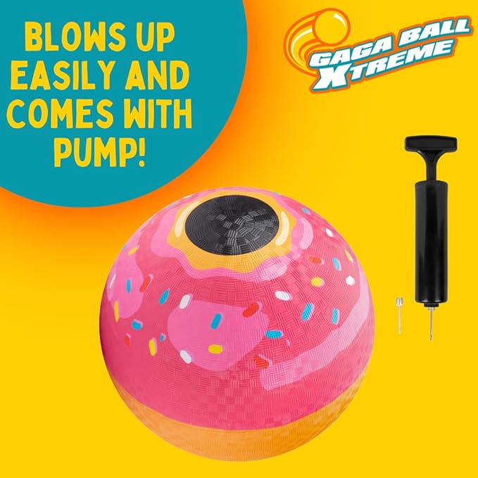 SCS Direct Gaga Ball Playground Balls (8.5 inches) w Air Pump- Durable Rubber Pack for Recess Dodgeball, Kickball, Gagaball Official Play & School -Fun Outdoor Toys & Gifts for Kids