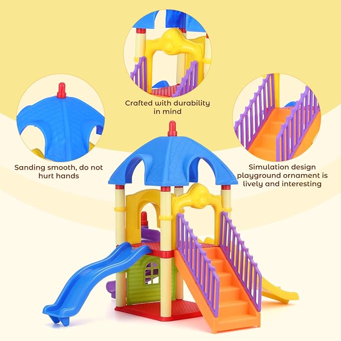 Garneck Miniature Playground Set Dollhouse Decor: Mini Playground Model with Slide and Stairs Plastic Furniture Accessory for Dollhouse Sand Table Diorama Small Playset Home Decoration