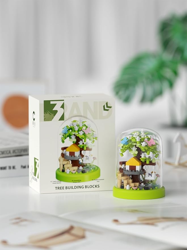 Summer Green Shade Tree House Bonsai Tree House Building Toy Flowers Set Ideas Building Blocks Complete with Dust Cover
