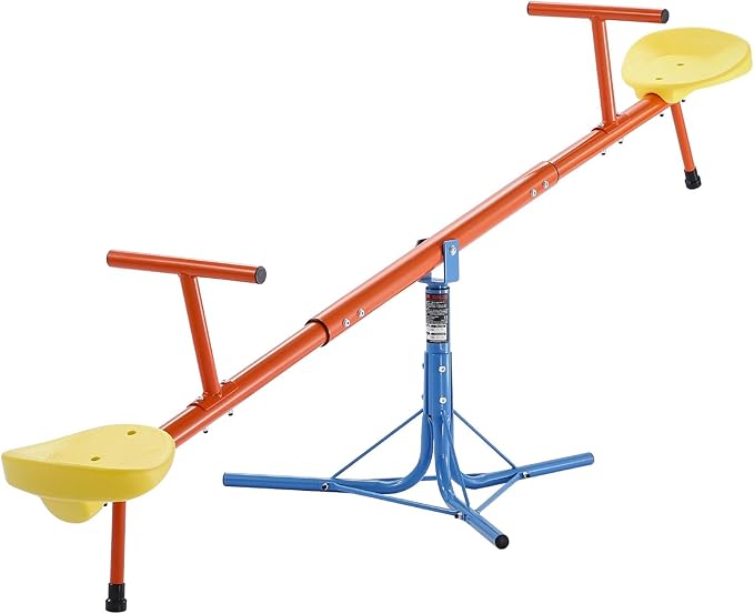 VEVOR Seesaw Teeter Totter for Kids Outdoor, 100 lbs Load Capacity per Seat, Sit and Spin Teeter Totter with 3-Prong Support Legs, Playground Equipment with Swiveling 360 Degrees Rotating for Aged 3+