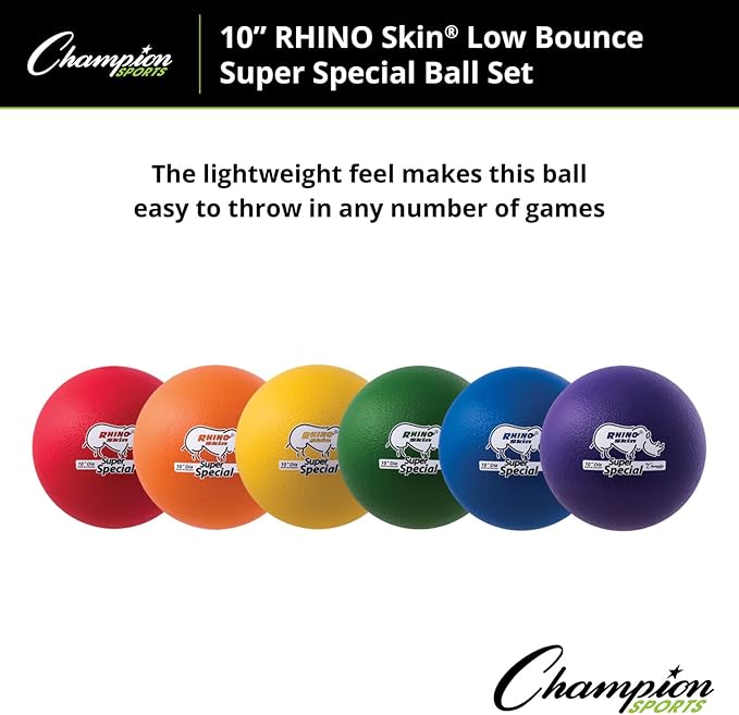 Champion Sports 10 Inch Rhino Skin Super Special Foam Ball Set of 6, Assorted