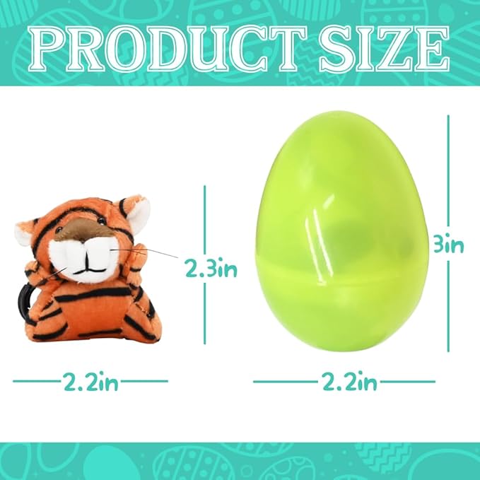 UMEELR 24 PCS Easter Eggs with Animal Plush Keychains, Empty Fillable Eggs for Easter Egg Hunt Party Favors Classroom Rewards, Gifts - Assorted Colors & Cute Animal Designs