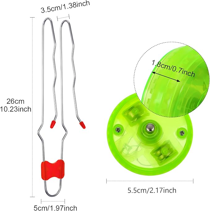 Sumind 6 Pcs Magnetic Gyro Wheels Toy Retro Light up Gyroscope Rails Twirler Easter Gyroscope Gift Kid Sensory Trick Yoyo Sensory Fidget Toys for Boy Girl(Wave Rail,Green, Red)
