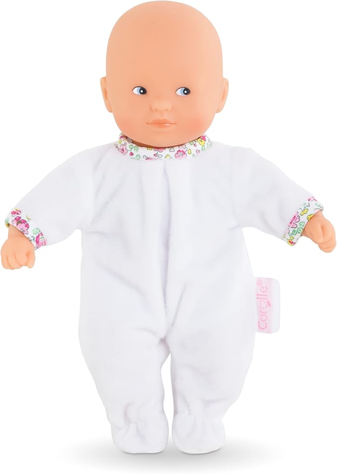 Corolle Mini Calin “Good Night” Blossom Garden - 8" Soft Boy Baby Doll with Vanilla Scent, White and Pink Pajamas, Sleeping Bag & Sleeping Eyes for Girls Ages 18 Months+, Cute Reborn Realistic
