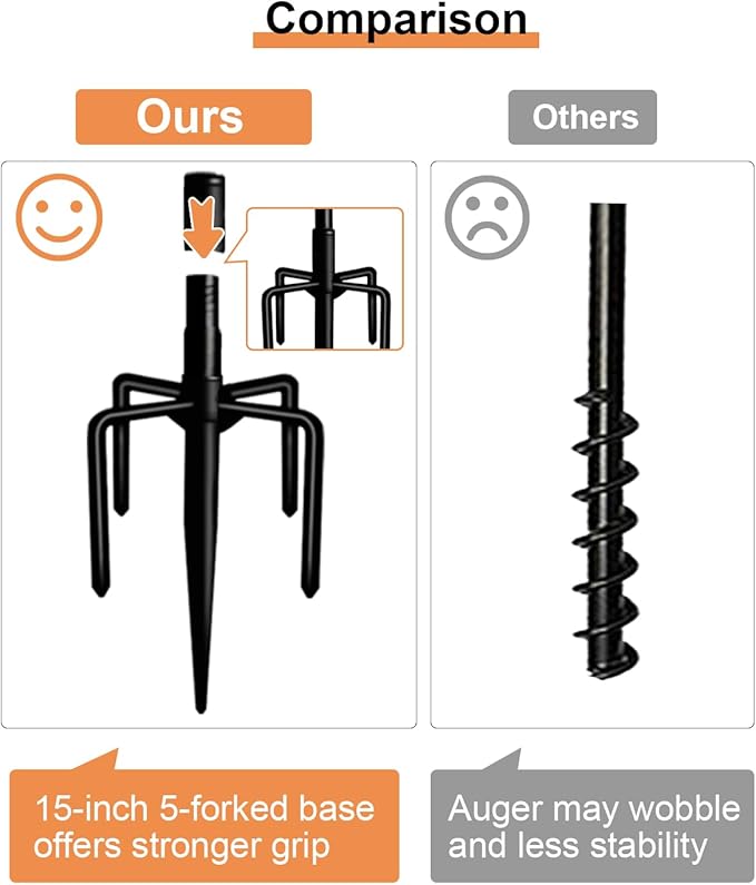 Garbuildman Tetherball Set with Ball & Rope for Outdoor Backyard, Adjustable Tether Ball Pole with Reinforced 5-Prong Base for Playground, Outside Ball Games Sports for Kids & Adults, Black
