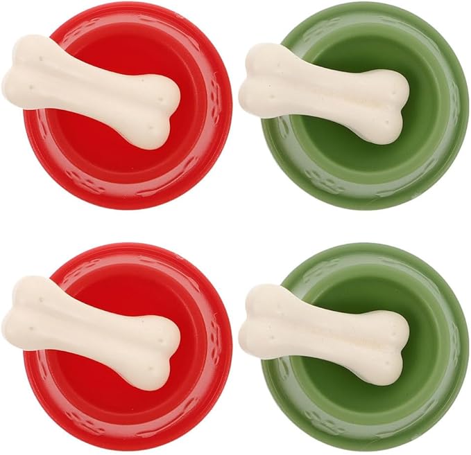 Kisangel 8pcs Miniature Dog Food Bowl Model, Dollhouse Dog Food Bone Crafts for Pet Mini Water Bowls Accessories