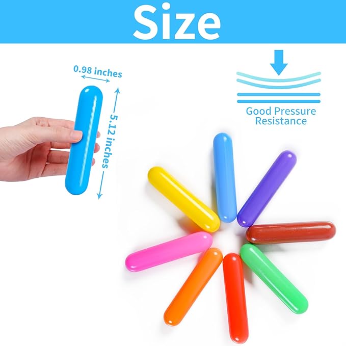 STARBOLO Ball Pit Balls Giant Sprinkles 500pcs Ball Pit Balls Crush Proof Plastic Toy Balls for Toddlers Ball Pits, Ball Pit Play Tent, Baby Pool Water Toys(Rainbow 8 Color;Candy Long Balls)