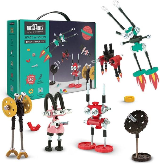 The Off Bits Space Mission Educational Build Your Own Robot Toy, Stem Building Toys for Boys and Girls, Valentine Birthday Gift for Kids Montessori Play Kit, Steam Toys for Kids Ages 6 7 8 9+