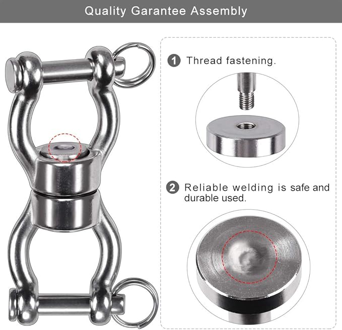 SELEWARE Silent Bearing Swing Swivel, 360° Rotational Device Hanging Accessory with Removeable Buckle for Tree Swing, Hammock Chair, Climbing Rope, Yoga, Kids Swing Swivel 1201LB Capacity